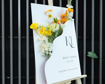 Custom Wedding Welcome Sign: White PVC Acrylic, Elegant Bridal Decor