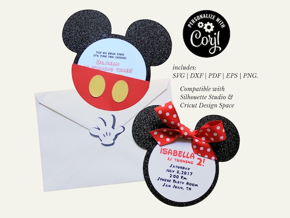 Editable Mouse Ears Birthday Invitation | Baby Shower or Party SVG Digital Download | 1st Birthday, Disney, Mickey Invitations