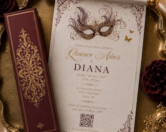 Luxury Gold Foil Scroll Invitations | Quinceañera or Wedding