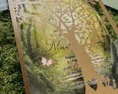 Enchanted Tree Quinceañera Invitation SVG Template | Woodland Pocket Invitation | Cricut & Laser Cut DIY Wedding Invite