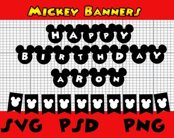 Mickey SVG Banners - Cricut Birthday - Laser Cut Files - Mouse Party Ears - Mouse Silhouette Cameo Laser cut - DIY Mickey Banner