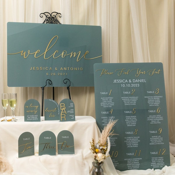 Sage Green Acrylic Wedding Welcome Sign | Personalized & Color Options | Minimal | Wedding | Bridal Shower | Baby Shower | Hip and Trendy