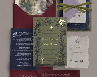 Botanical Woodland Wedding Invitation | Forest Wedding Invitation Suite | Enchanted Forest Invitation | Romantic Nature Wedding