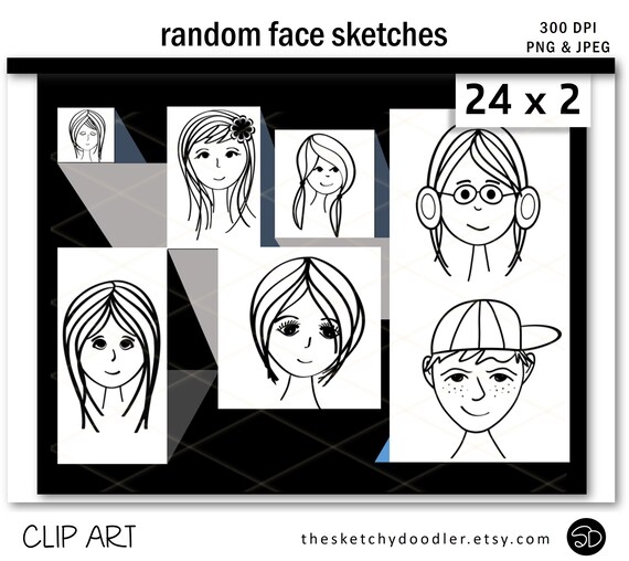 Buy 1 Get 1 Free Instant Download Random Face Sketches Etsy
