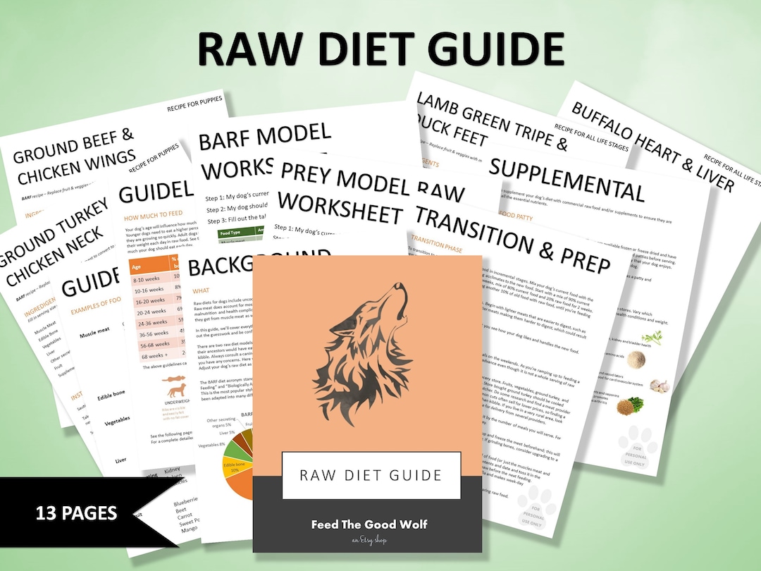 Printable Dog Raw Food Guide Raw Diet for Dogs BARF & PREY Model Etsy