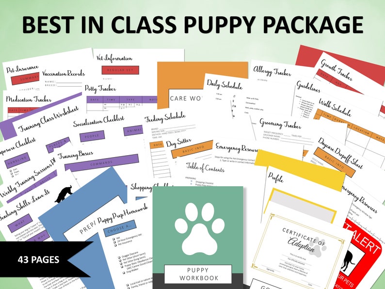 Dog Ownership Workbook Printable Comprehensive Puppy Package New Puppy
