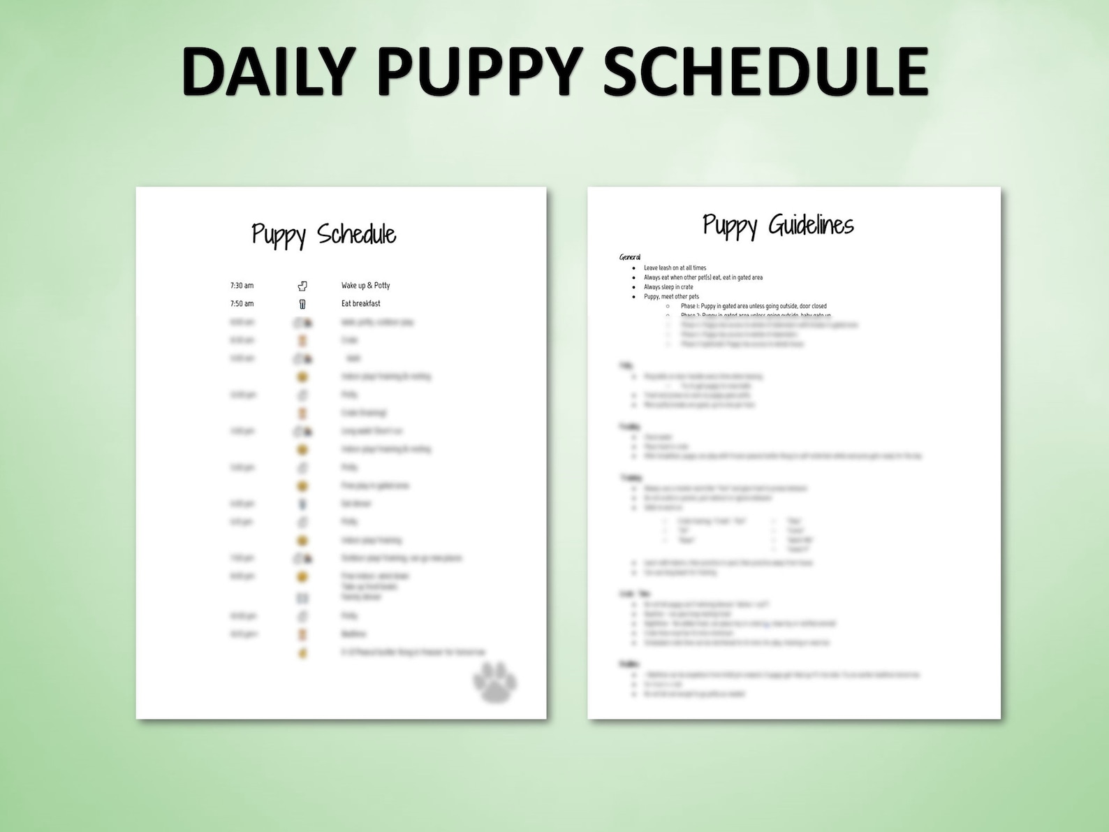 Editable Puppy Schedule & Guidelines | Daily New Dog Routine - Etsy