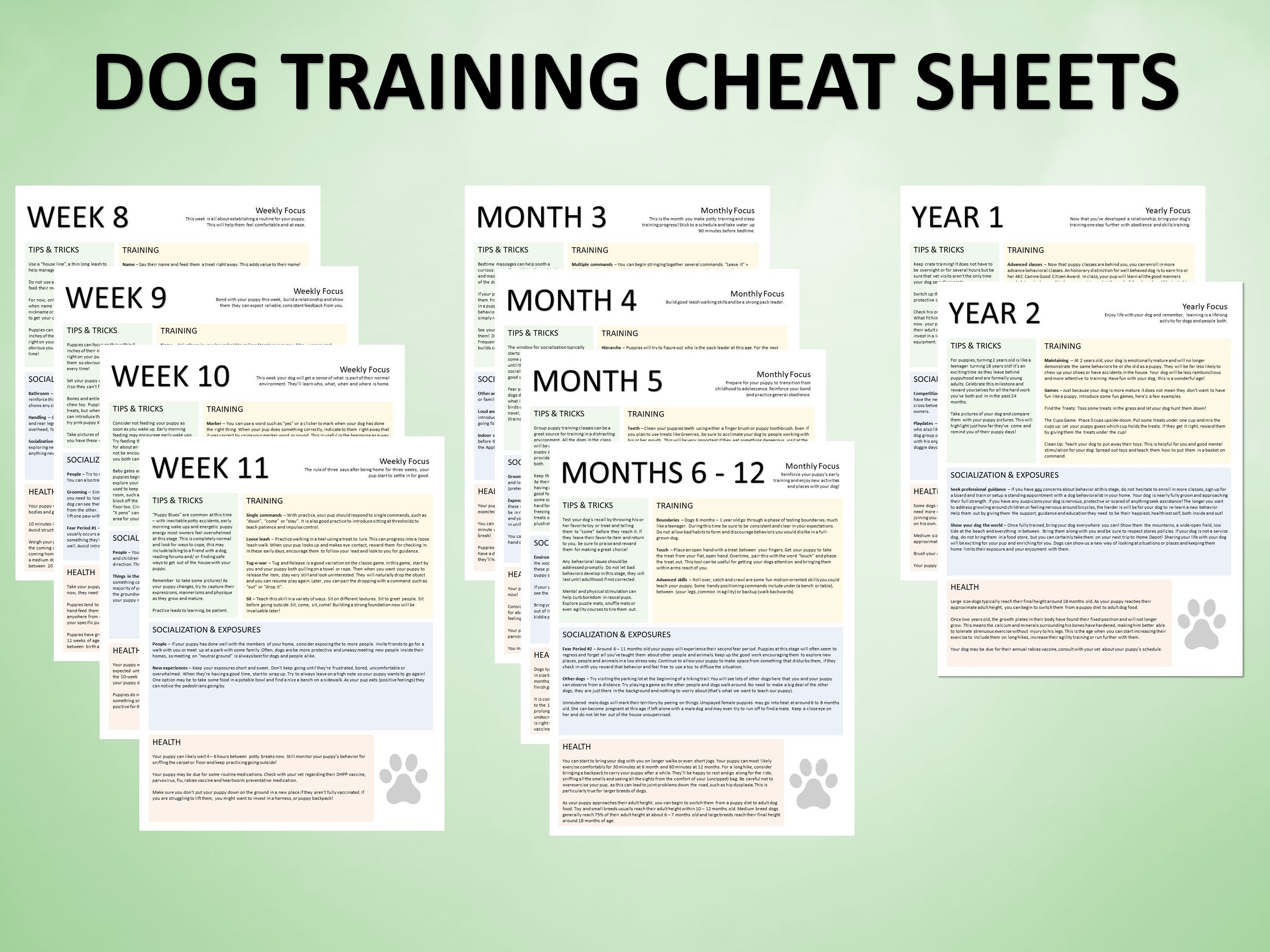 printable-dog-training-cheat-sheets-puppy-training-package-etsy-uk