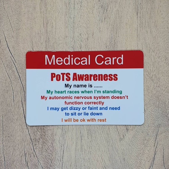 POTS Awareness Medical Card Personalised Disability Etsy