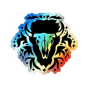 Holographic Bison Skull Sticker