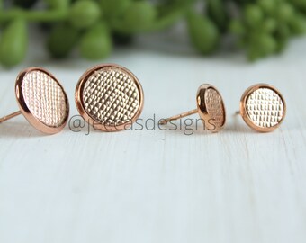 Rose Gold Earrings| Stud Earrings| Leather Jewelry| Unique Gift| Leather Gift