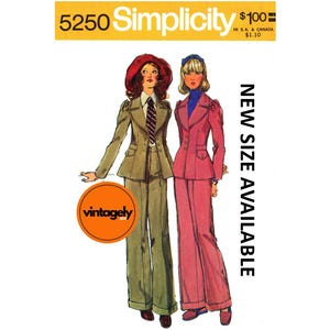 70s "Annie Hall" Style Jacket and Pants, Bust 32.5 (83 cm) or 34 (87 cm), Simplicity 5250, Sewing Pattern Reproduction