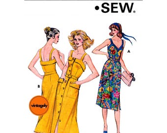 70s Fitted Summer Dress in Two Styles, Multi Size Bust 32.5 (83 cm) to 37 (94 cm), Kwik Sew 944, Sewing Pattern Reproduction