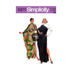 70s Cowl Neckline Caftan with Kimono Sleeves, Bust 31.5-32.5&quot; or 34-36&quot; or 38-40&quot; Simplicity 5971, Vintage Sewing Pattern Reproduction