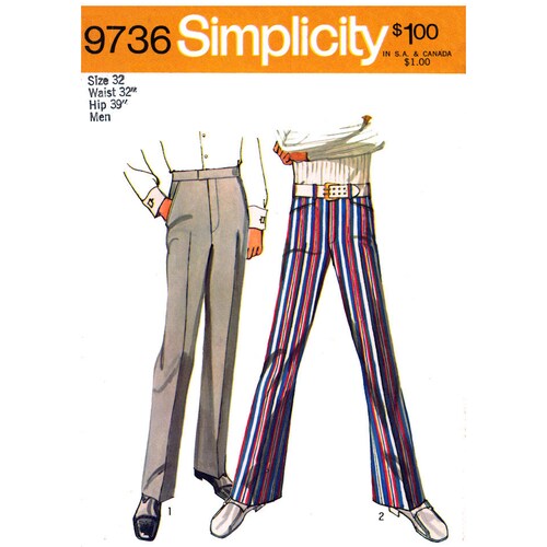 70s Men's Jean-cut Bell-bottom Pants or 