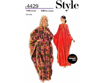 70s Batwing Caftan/Leisure Gown Proportioned in Height, Contains Three Sizes, Style 4429, Vintage Sewing Pattern Reproduction