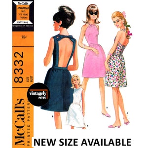 60s Halter Neck or Deep Cut Back Bodice Dress, Bust 32" (81 cm) or 34" (87 cm) McCall's 8332, Sewing Pattern Reproduction