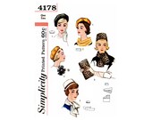 60s Pillbox Hat, Reversible Beret, Scarves, Bag and Rosette, One Size, Simplicity 4178, Vintage Sewing Pattern Reproduction