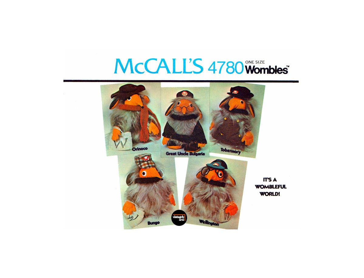 70s the Wombles 12 High Soft Toy Body and Clothes From BBC Series Mccall s 4780 Vintage Sewing Pattern Reproduction Etsy
