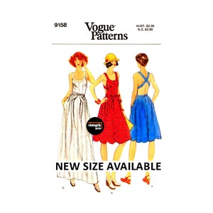 70s Halter Sundress in Two Lengths with Crossover Back Straps, Bust 31.5 (80 cm) or 32.5 (83 cm), Vogue 9158, Sewing Pattern Reproduction