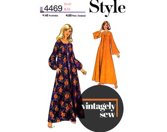 70s Leisure Gown/Caftan, Bust 31.5"-32.5" (80-83 cm), Style 4469, Vintage Sewing Pattern Reproduction