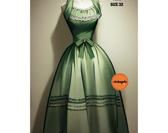1950s Wrap Halter Neck Dress Sewing Pattern Bust 34 - Etsy