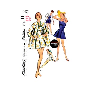 1957 Vintage Sewing Pattern B32 SWIMSUIT BATHING SUIT (1820