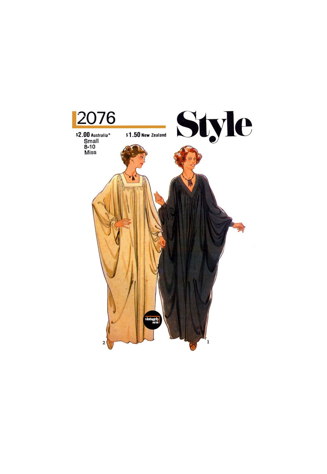 70s Draped Batwing Caftan With Square or V-neckline, Bust 31.5 (80 Cm ...