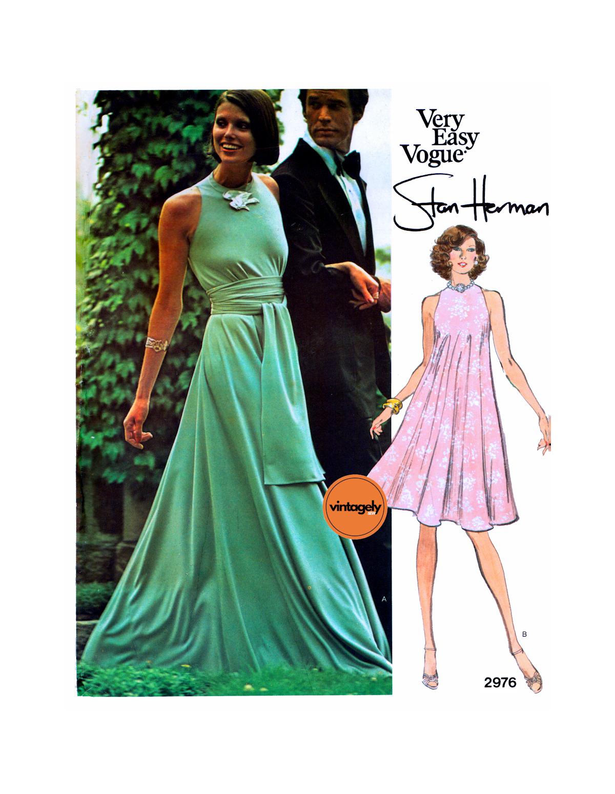 70s Evening Wear: Bias Pullover Tent Dress in Two Lengths, Bust 32.5 ...