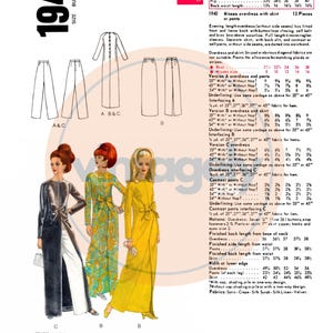 Over Dress Pattern 60s Overdress With Long Skirt or Pants, Various Sizes, Vogue 1940 ...