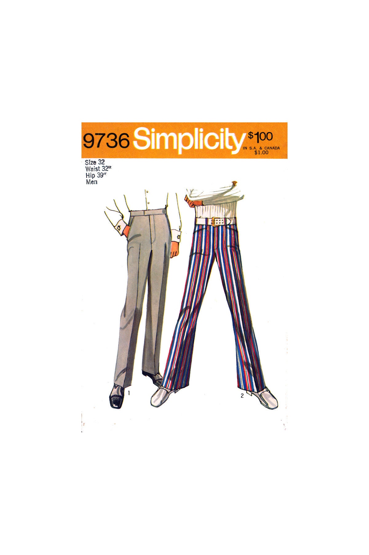70s Men's Jean-cut Bell-bottom Pants or 