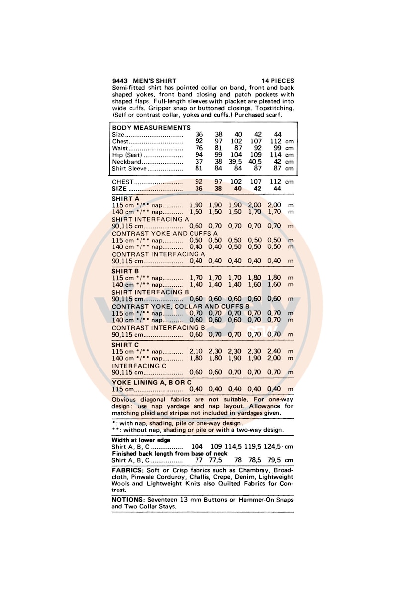 70s Men's Western Shirt With Decorative Yokes, Chest 36 92 Cm, Vogue