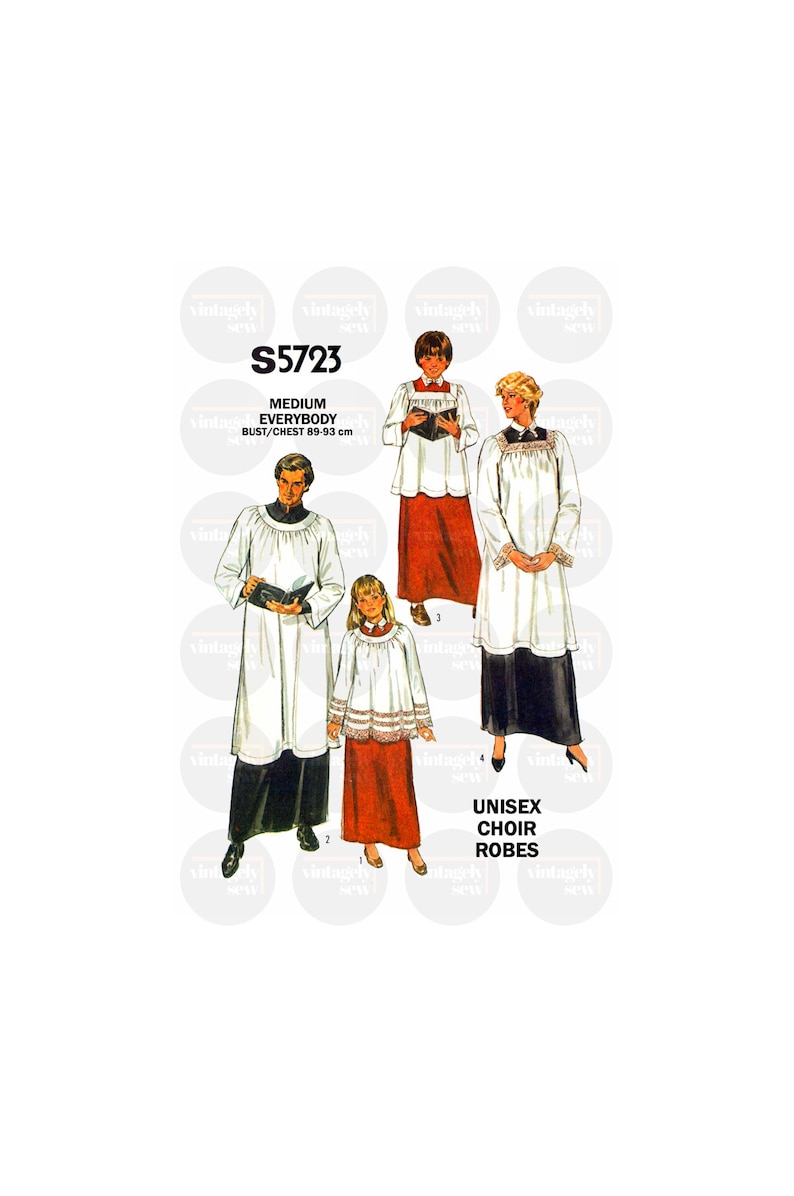 Unisex Choir Robes in Two Lengths, Chest/bust 35-36.5