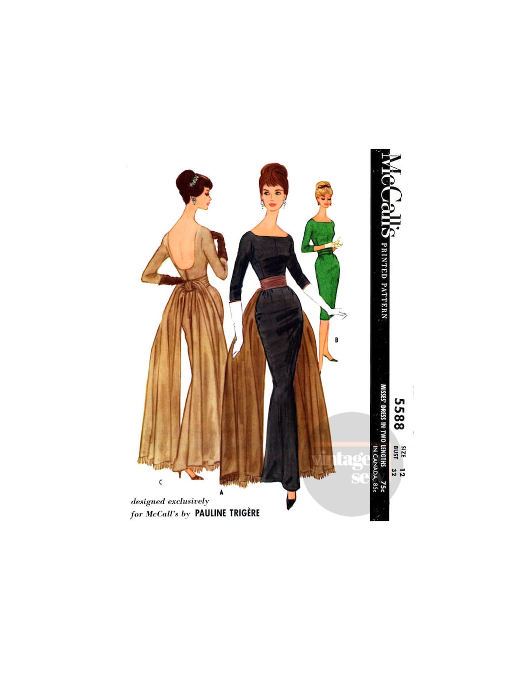 1950s STUNNING Draped Skirt Evening Dress Pattern SIMPLICITY 1679 Two  Lovely Sheath Dress Versions, Flowing Panel and Cummerbund Bust 32 Vintage  Sewing Pattern