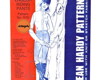 70s Women's Horse-Riding Pants, Hip 32-42 (81-106 cm), Jean Hardy 570, Vintage Sewing Pattern Reproduction