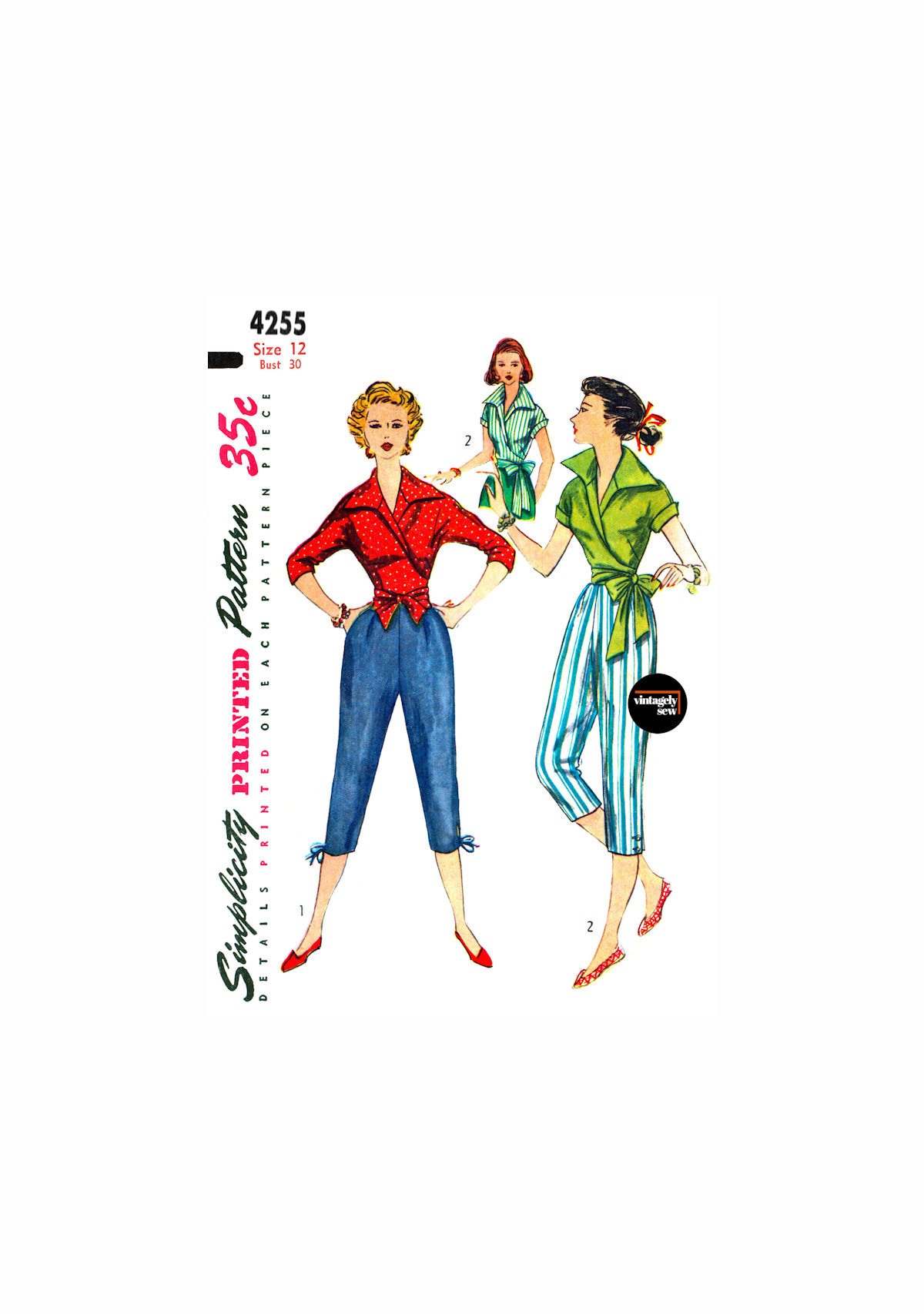 Vintage Sewing Pattern Template & Scale Rulers 1950s Capris Pants and  Blouse in Any Size PLUS Size Included 6158 INSTANT DOWNLOAD 