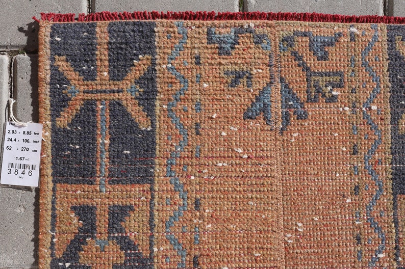TURK\u0130SH RUNNER RUG 2x8.8 feet Vintage Turkish Rug,Wool Rugs,Long runner rug,Vintage Runner Rug,Bohemian Rug,2x9 feet 24x106 Inch,3846