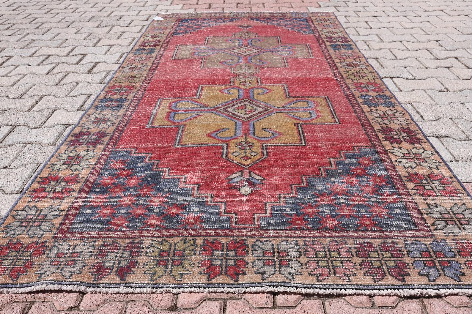 Red Turkish rugs Vintage rugs Highquality rugs Blue Red Etsy