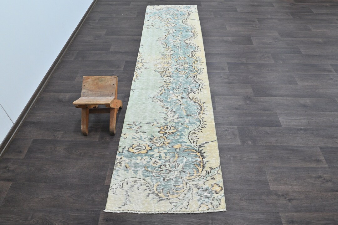 Blue Runner 2x9 Ft, Yellow Runner Rug 2x9 Feet, 68x282 Cm Vintage