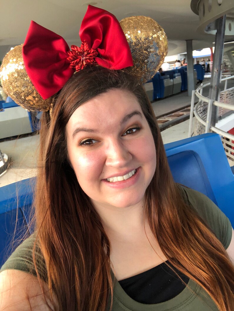 Poinsettia Ears Custom Minnie Ears Christmas Ears Holiday Ears Etsy