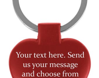 Personalised Engraved Red Heart with Diamante Keyring. Custom Text. Birthdays Wedding Christmas Mothers Day Present Grandparent Gift.