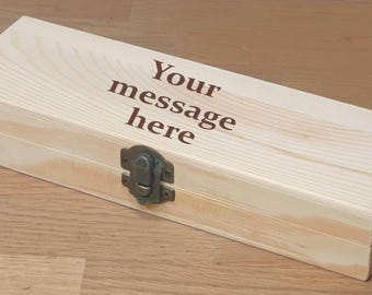 Personalised Rectangle Shaped Wooden Keepsake Trinket Gift Box. Engraved. Lovely Present for Mum, Nan, Daughter, Son, Sister. Pencil Case.