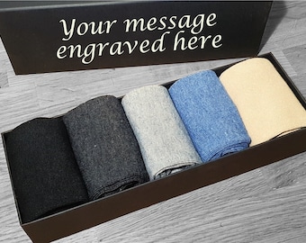 Men's Socks Gift Set: Personalized Engraved Box, Assorted Colors