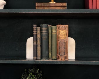 Classic Books by the Foot:  Vintage Green Earthtone Decorative Books Antique Dictionary Collection Cottagecore Library Decor