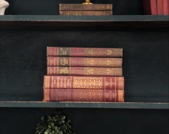 Classic Books by the Foot:  Vintage Burgundy Decorative Reference Book Collection Encyclopedia Set Library Decor