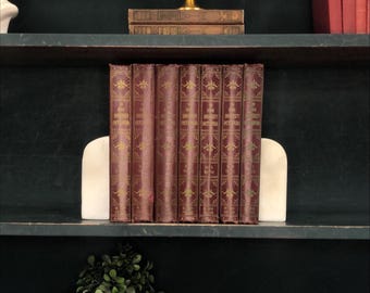 Classic Books by the Foot:  Vintage Burgundy Set Home University Encyclopedia Dark Academia Library Decor