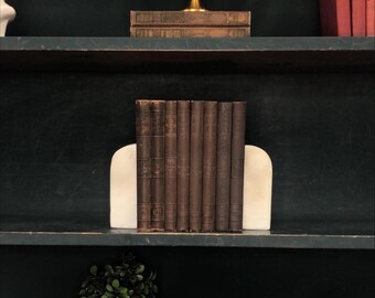 Classic Books by the Foot: Vintage Brown Reference Book Collection Dark Academia Library Decor