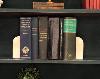 Classic Books by the Foot: Vintage Blue and Black Book Bundle Oxford Companion to English Literature Dark Academia Library Decor