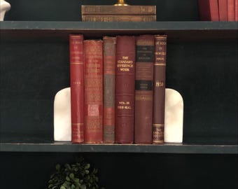 Classic Books by the Foot:  Vintage Red Decorative Book Bundle Antique Dictionary Reference Encyclopedia Set Library Decor