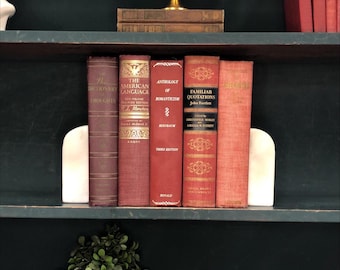 Classic Books by the Foot: Vintage Red Burgundy Literary Book Bundle Reference Dark Academia Library Decor